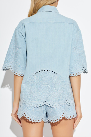 Zimmermann Jeansowa koszula z ażurowym wykończeniem