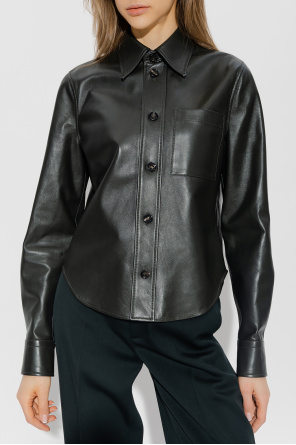 bottega black Veneta Leather shirt