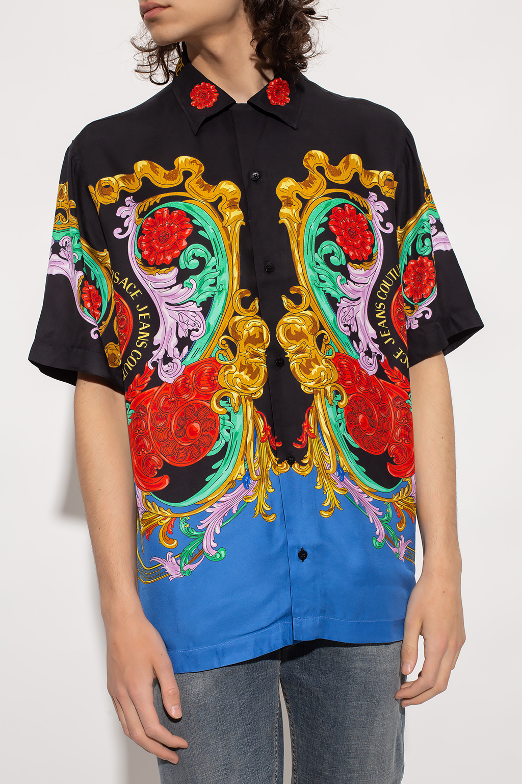 Versace Jeans Couture shirt Logo with ‘Sun Flower Garland’ pattern