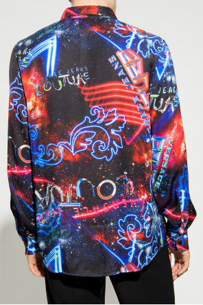 zippered eco leather jacket Nude Shirt with Galaxy print