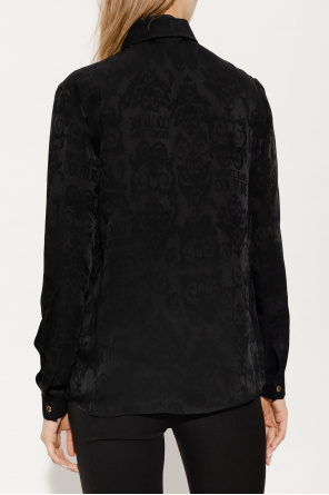 Versace Jeans Couture Parisian leather-look moto jacket with fringing in ecru