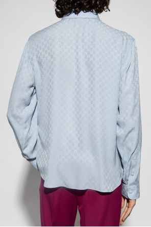 Gucci monogram-pattern Silk Shirt - Blue