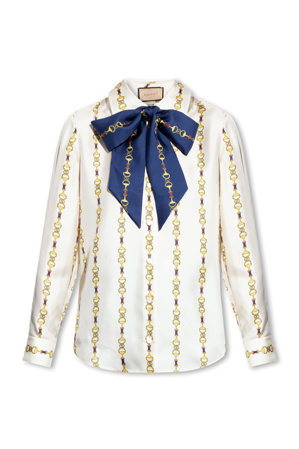 Gucci Silk shirt with horsebit pattern