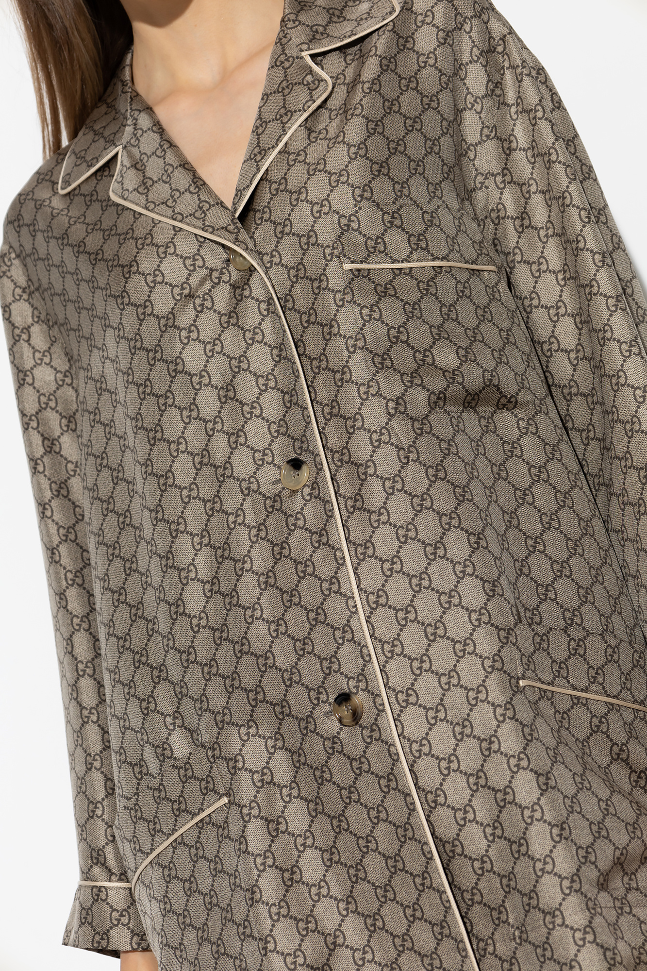 Gucci GG Supreme Print Silk Jacket, Size M, Red, Ready-to-wear