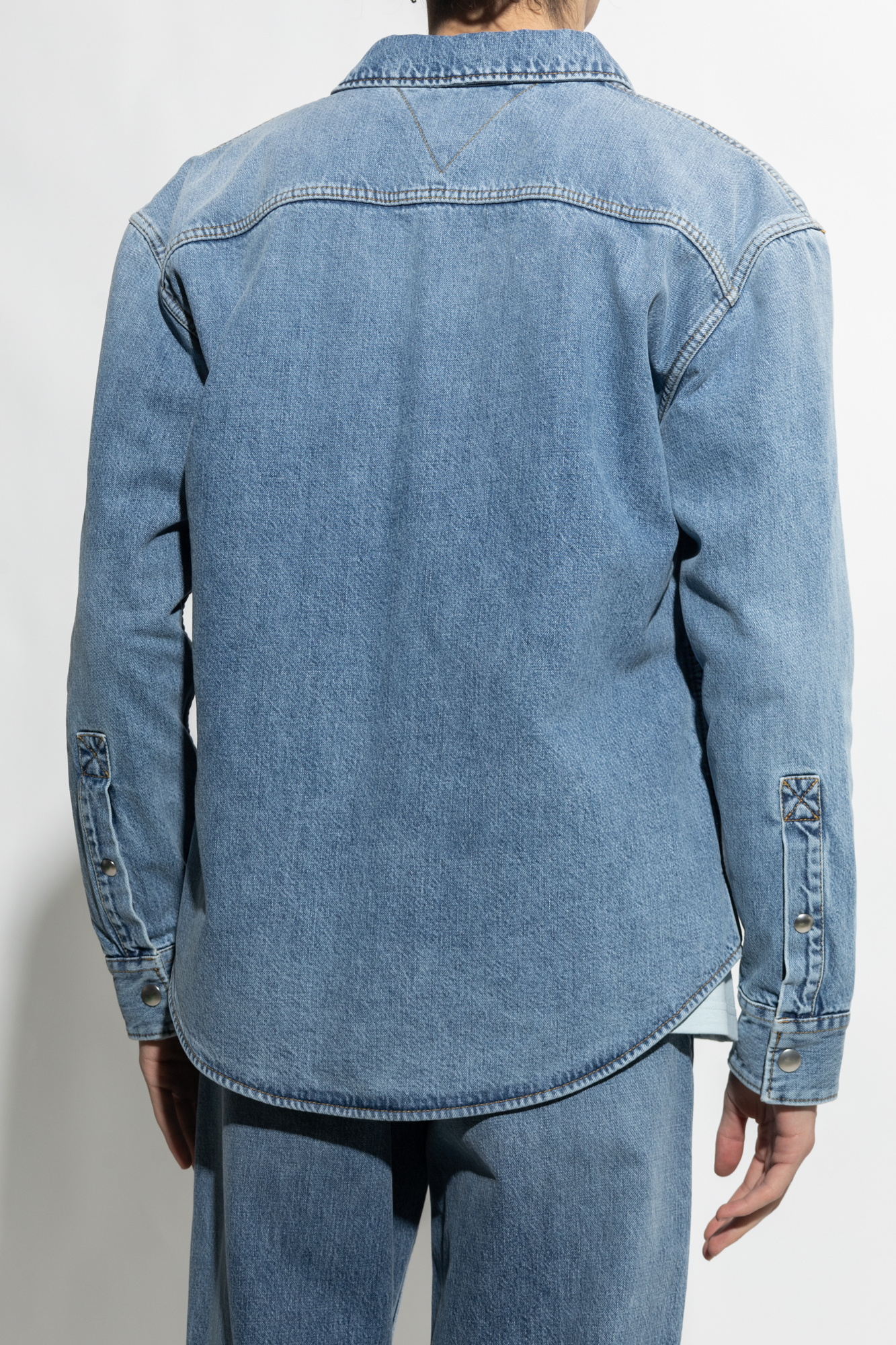 bottega mock-neck Veneta Denim shirt