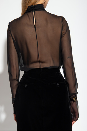 Saint Laurent Transparent top with long sleeves