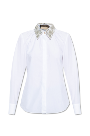 notched-collar shirt jacket Grün
