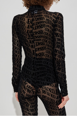 Versace Jeans Couture Camisa con monograma y acabado aterciopelado