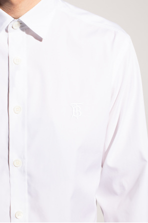 burberry navy Logo-embroidered shirt