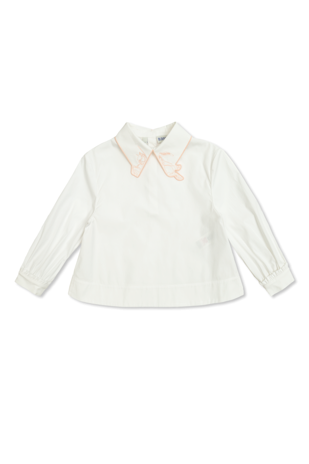 Cotton top with decorative embroidery, zdjęcie 1 Cotton top with decorative embroidery od Burberry Kids