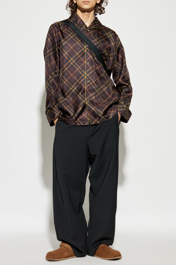 Burberry Camisa de seda con estampado de cuadros