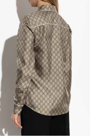 Gucci Jedwabna koszula ze wzorem `GG`