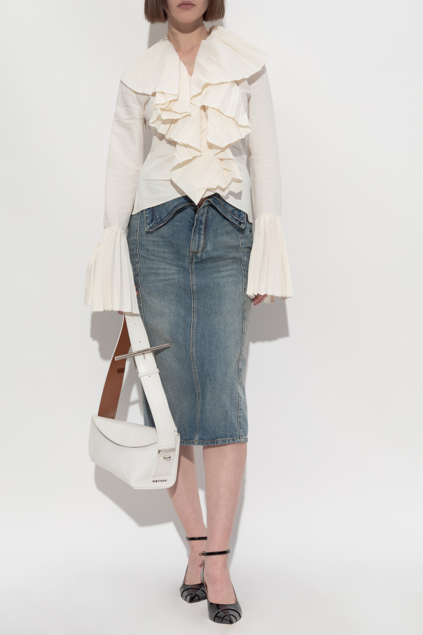 Alexander McQueen Top con volantes plisados