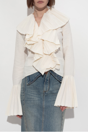 Alexander McQueen Top con volantes plisados