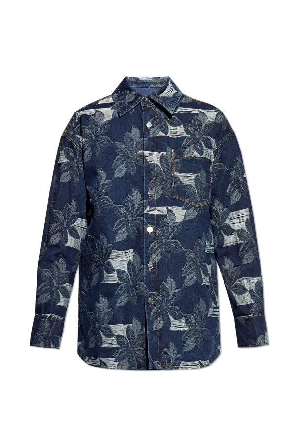 Gucci Jeansowa kurtka z motywem kwiatowym