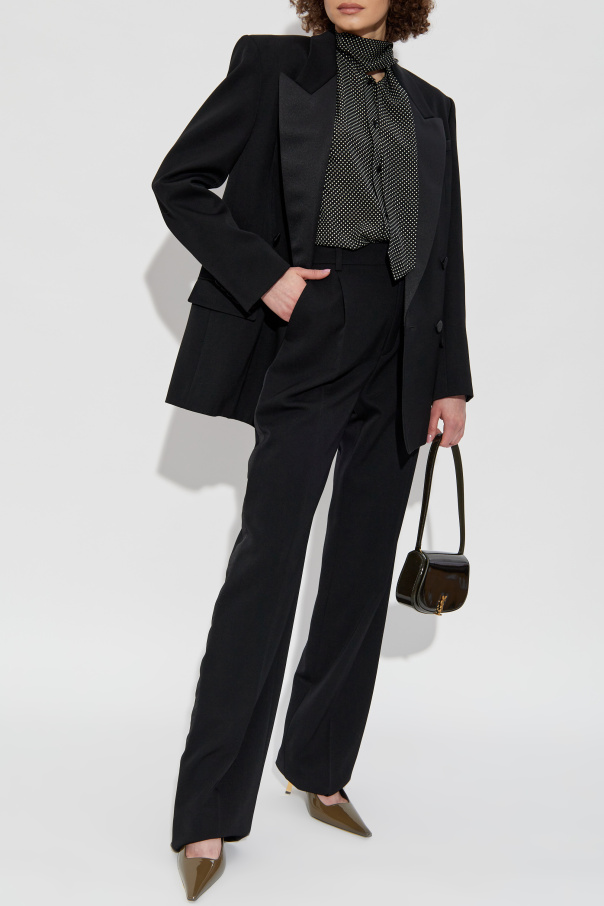 Saint Laurent Blusa con lazada en el escote