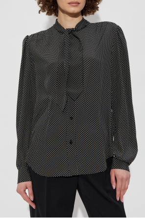 Saint Laurent Blusa con lazada en el escote