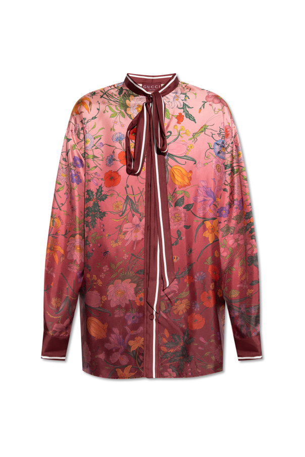 Silk shirt with floral motif od Gucci