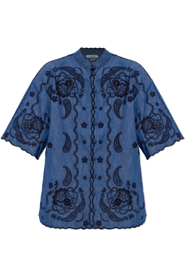 Denim shirt with openwork pattern od Zimmermann