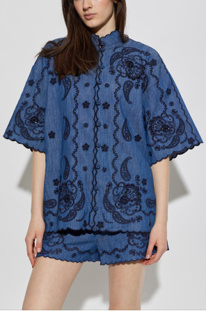Zimmermann Denim shirt with openwork pattern