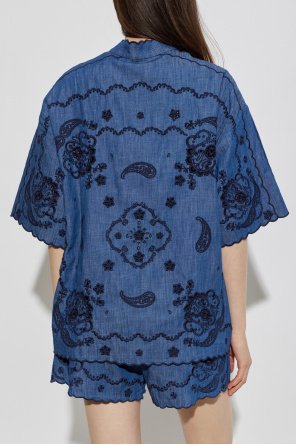 Zimmermann Denim shirt with openwork pattern