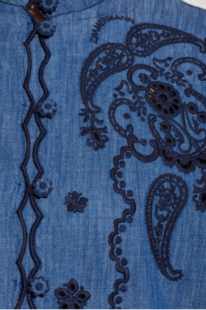 Zimmermann Denim shirt with openwork pattern