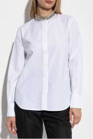 Alexander McQueen Shirt with shimmering crystals at the neckline