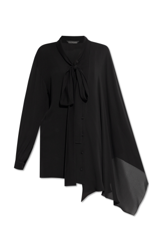 Silk blouse with a tie at the neckline