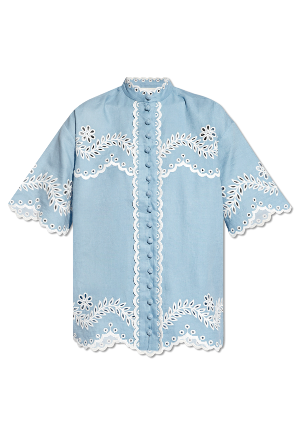 Linen shirt with broderie anglaise od Zimmermann