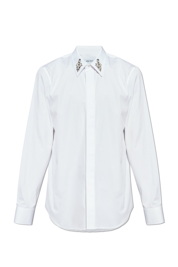 Shirt with shimmering crystals on the collar od Alexander McQueen