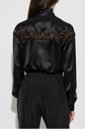 Saint Laurent Silk top with lace inserts