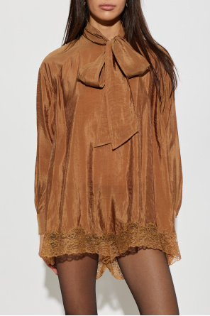 Saint Laurent Oversize-Overall mit Spitzenbesatz