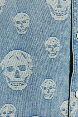 Alexander McQueen Jeansowa koszula z charakterystycznym motywem czaszki