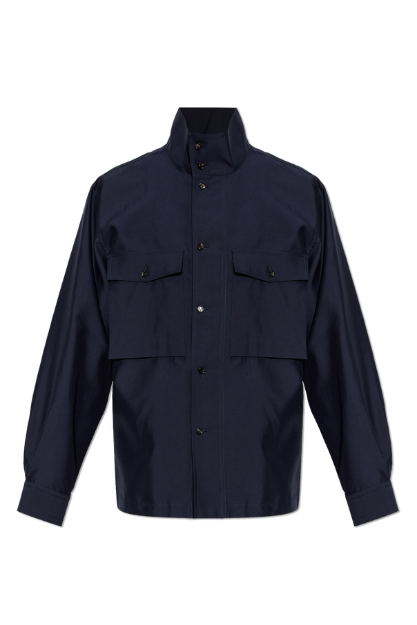 Cotton shirt with a stand-up collar od Bottega Veneta