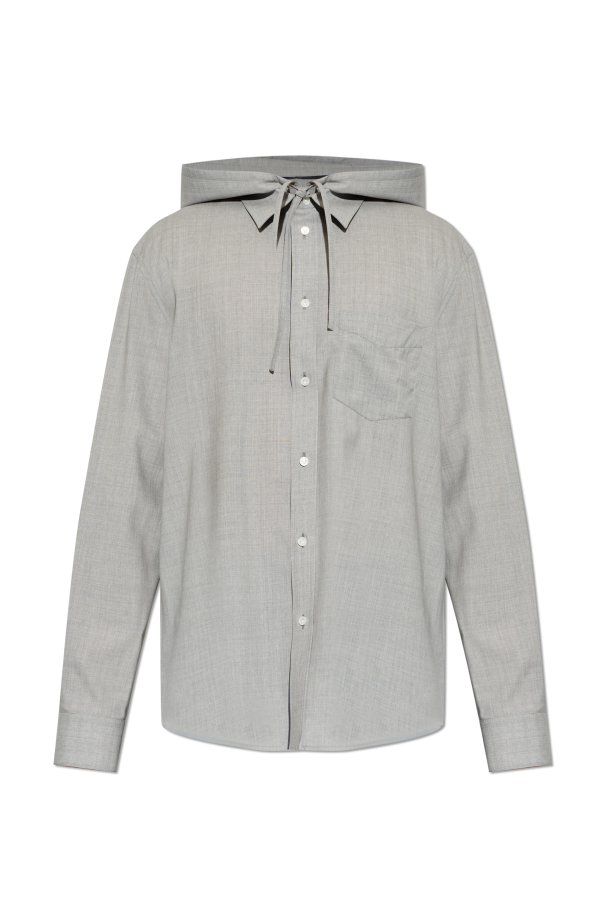 Wool shirt with detachable hood od Bottega Veneta
