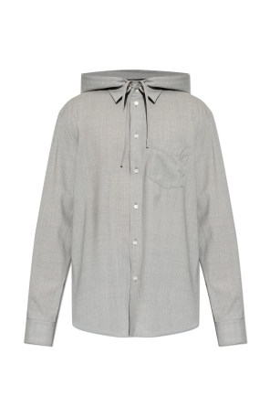Wool shirt with detachable hood od Bottega Veneta