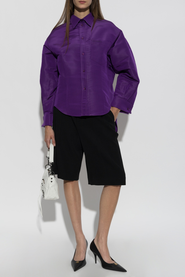 Balenciaga Jedwabna koszula z logo