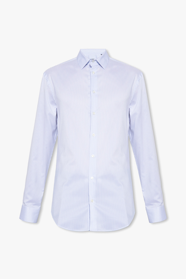 Giorgio Armani mandarin-collar Pinstripe shirt