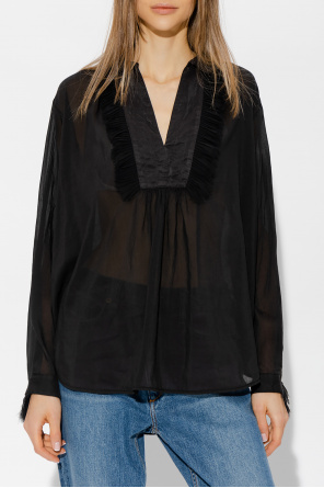 forte_forte Top with pleated ruffles