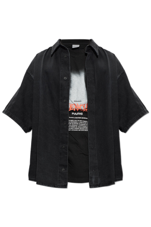 Denim short-sleeve shirt