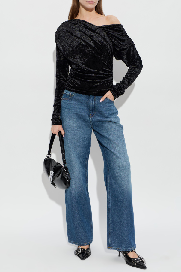 Ganni Velvet top with draping