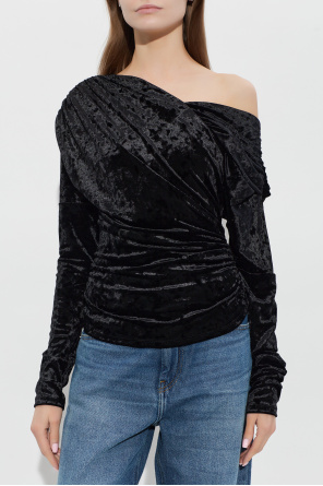 Ganni Velvet top with draping