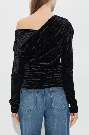 Ganni Velvet top with draping
