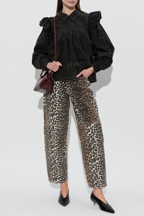 Ganni Top z falbanami