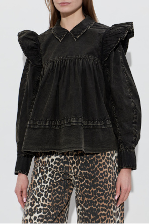 Ganni Top z falbanami