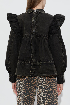 Ganni Top z falbanami