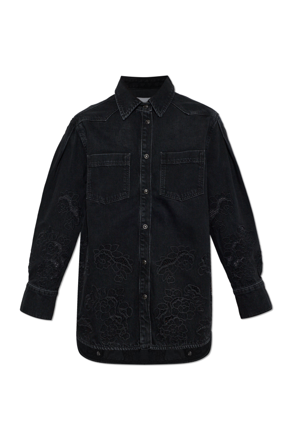 Denim shirt with floral motif od Ganni