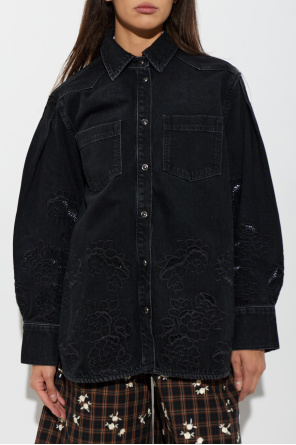 Ganni Denim shirt with floral motif