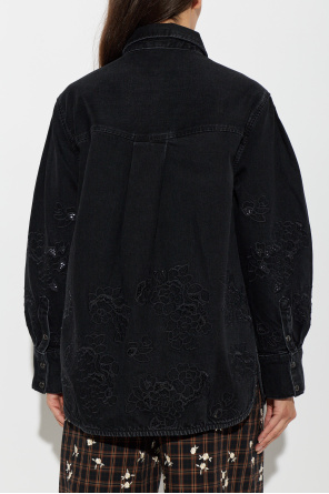 Ganni Denim shirt with floral motif