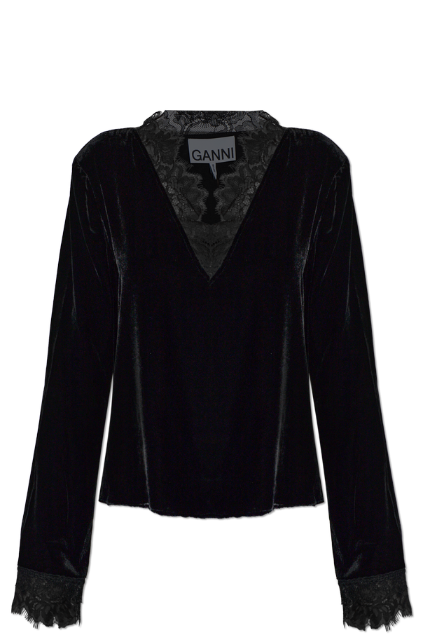 Velvet Top with Lace Detailing od Ganni